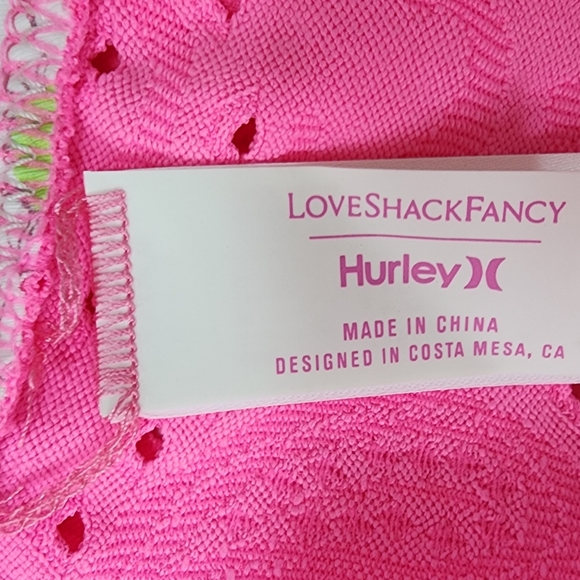 Hurley "LoveShackFancy" Pink Paisley Eyelet Zip Hoodie with Daisy Flowers - Picture 9 of 14